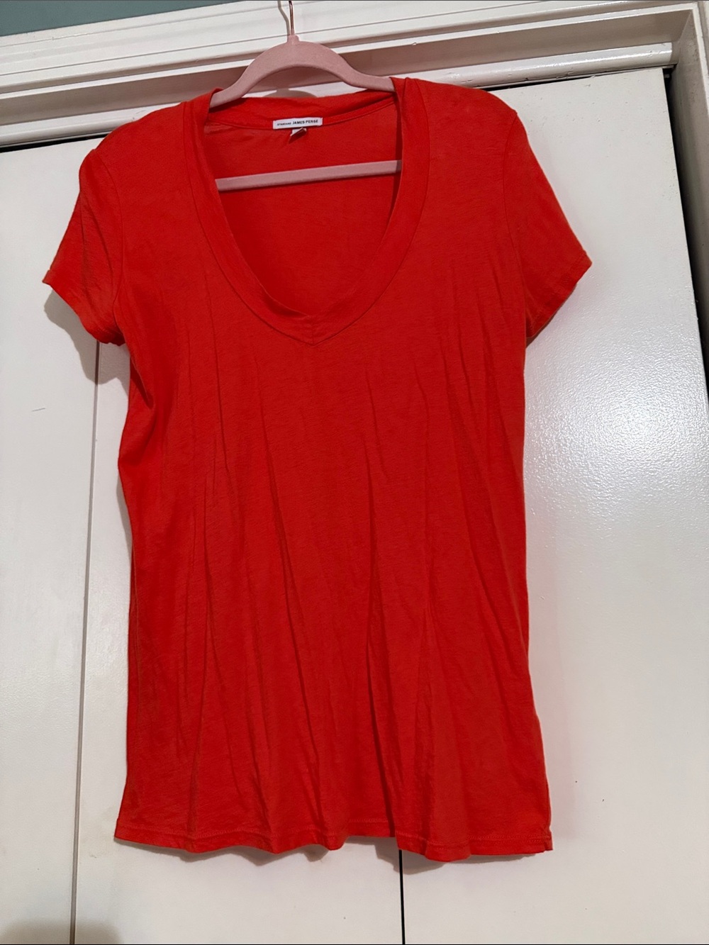 James Perse Red Short-Sleeve V-Neck Tee